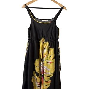 Johnny Was 100% Silk Maxi Dress | Yellow Floral Print | Size XS